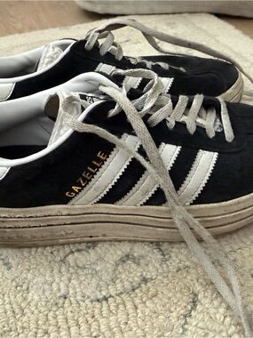 adidas Black and White Gazelle Suede Sneakers